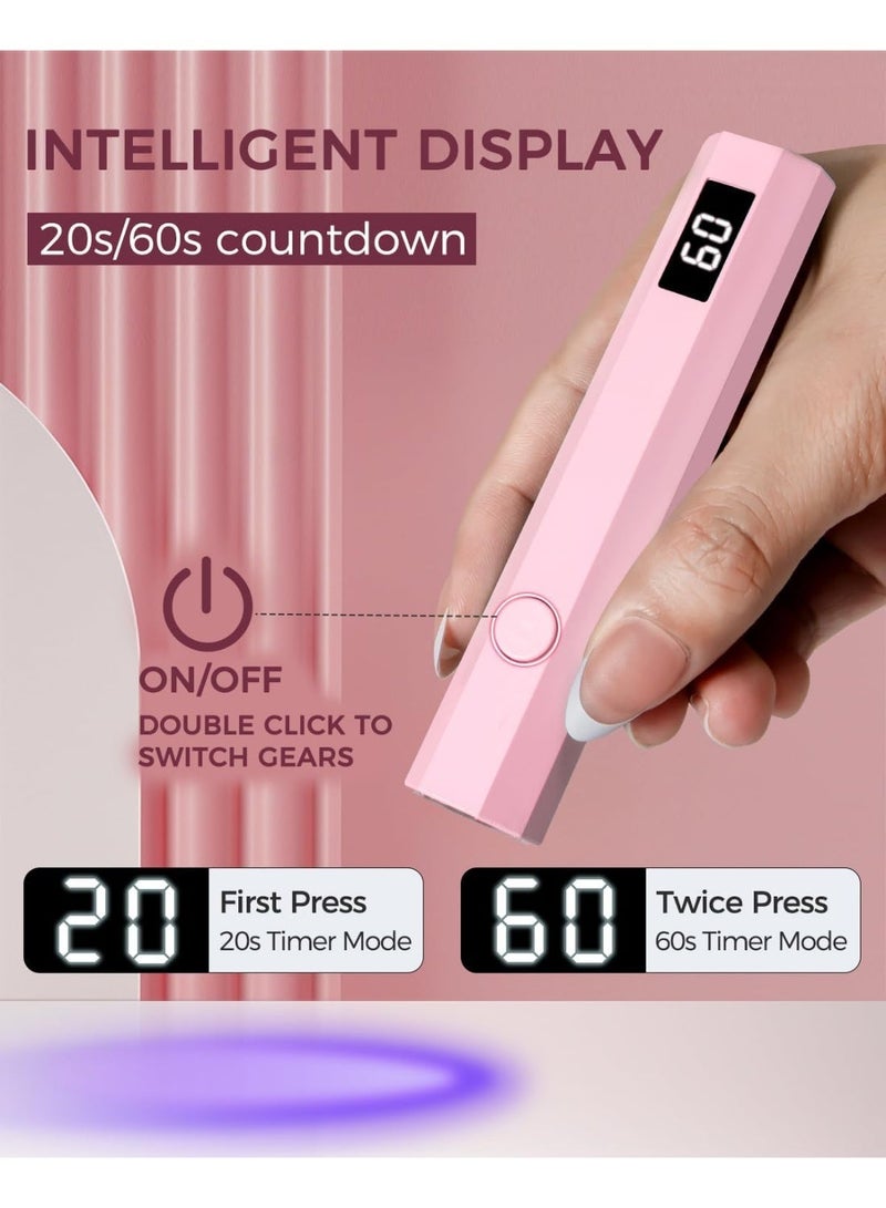 DOLOLO UV Nail Light Handheld UV Light for Nails 3W Portable Led Lamp with 2 Timer Settings 20/60s for Gel Polish Home DIY Salon Women(Pink) - Image 3